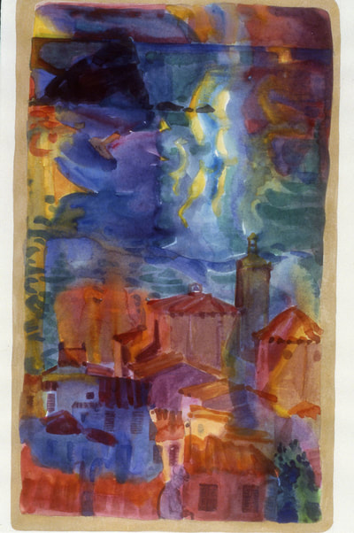 Cadaques by Night, watercolour on paper,1987